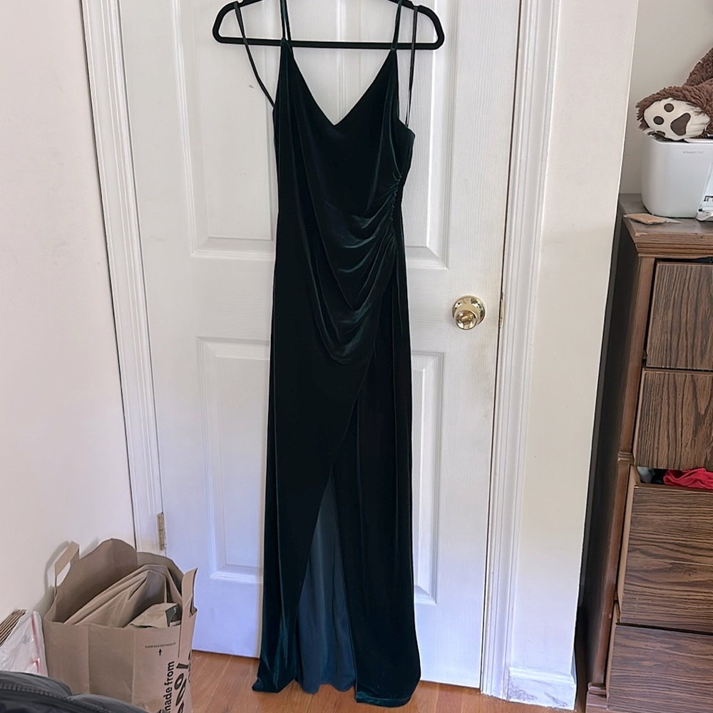Betsy & Adam green velvet dress